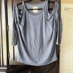 NWT Chaser Blocked Cold Shoulder L/S Shirt, Twilight w/Black, Medium